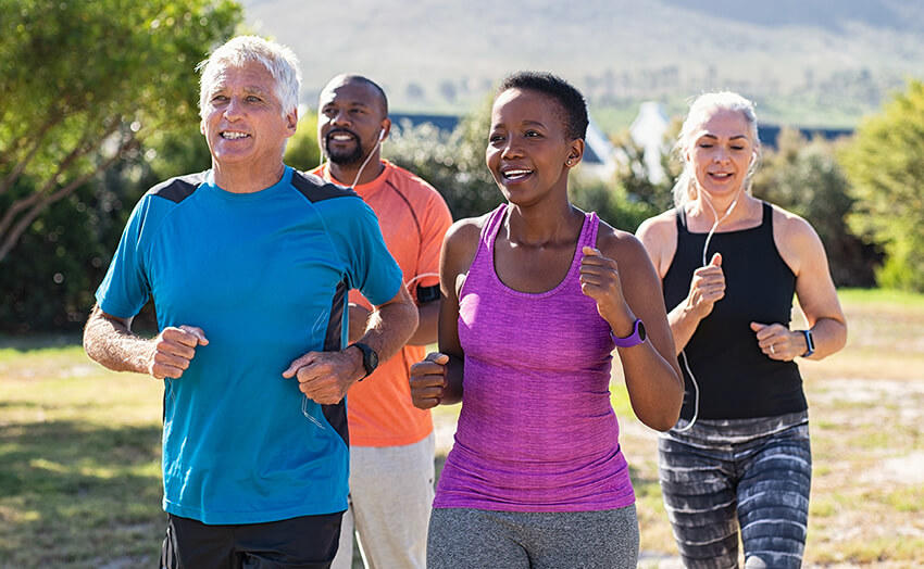 Group of mature people jogging