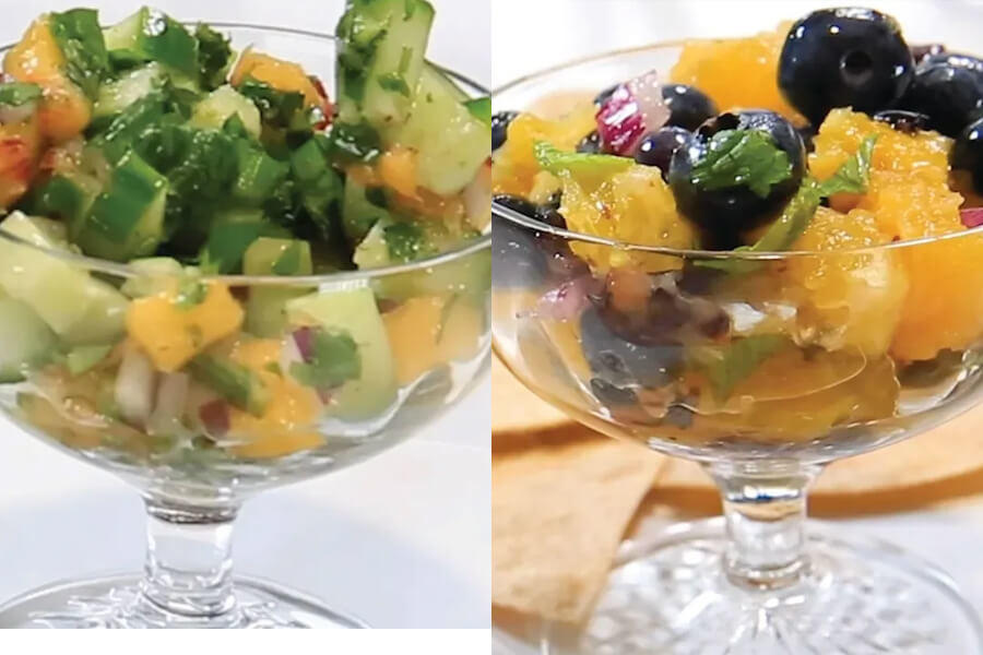 Cucumber Peach Salsa & Blueberry Salsa